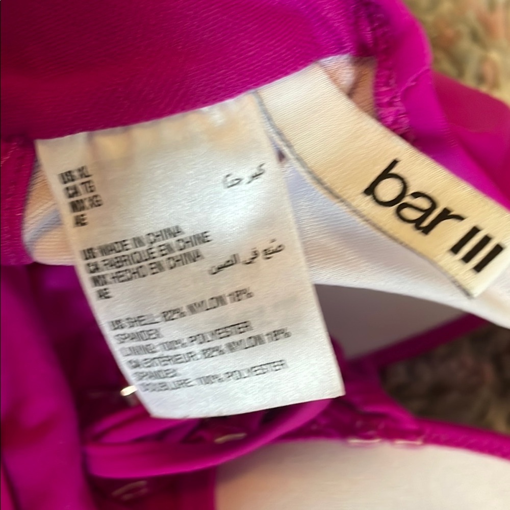 Bar III Pink One Piece Swimsuit with Halter Neck and tied Sides - Picture 2 of 3